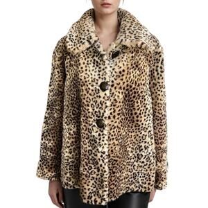 Vintage J. Percy faux fur leopard coat glam mob wife retro Luxe